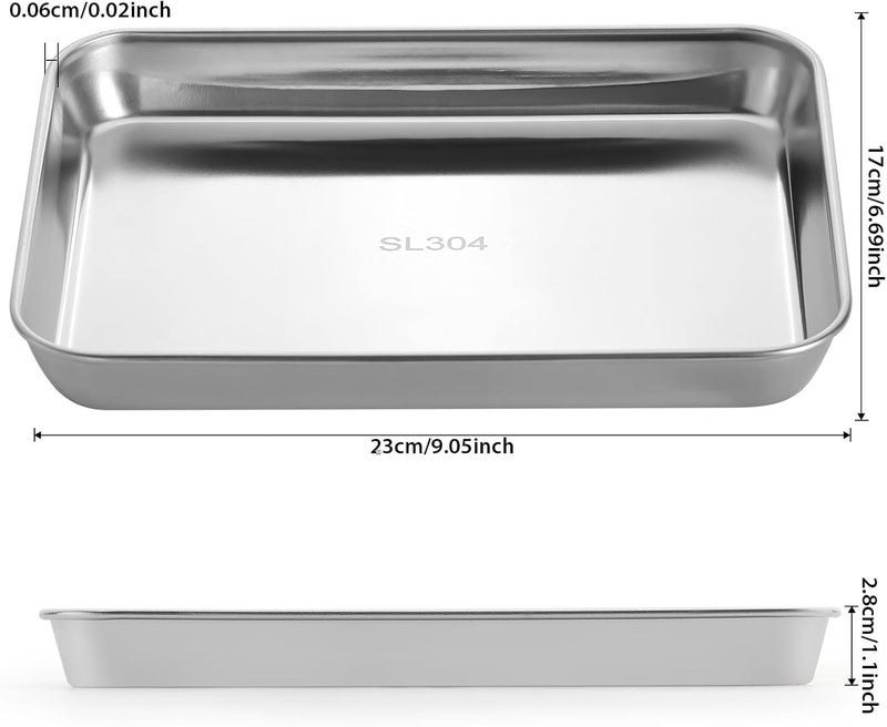 JMU Stainless Steel Tray 3 Pack, SL304 Thickened Stainless Steel Surgical Tray for Medical Instruments, 9.1" x 6.7" x 1.1" - Image 5